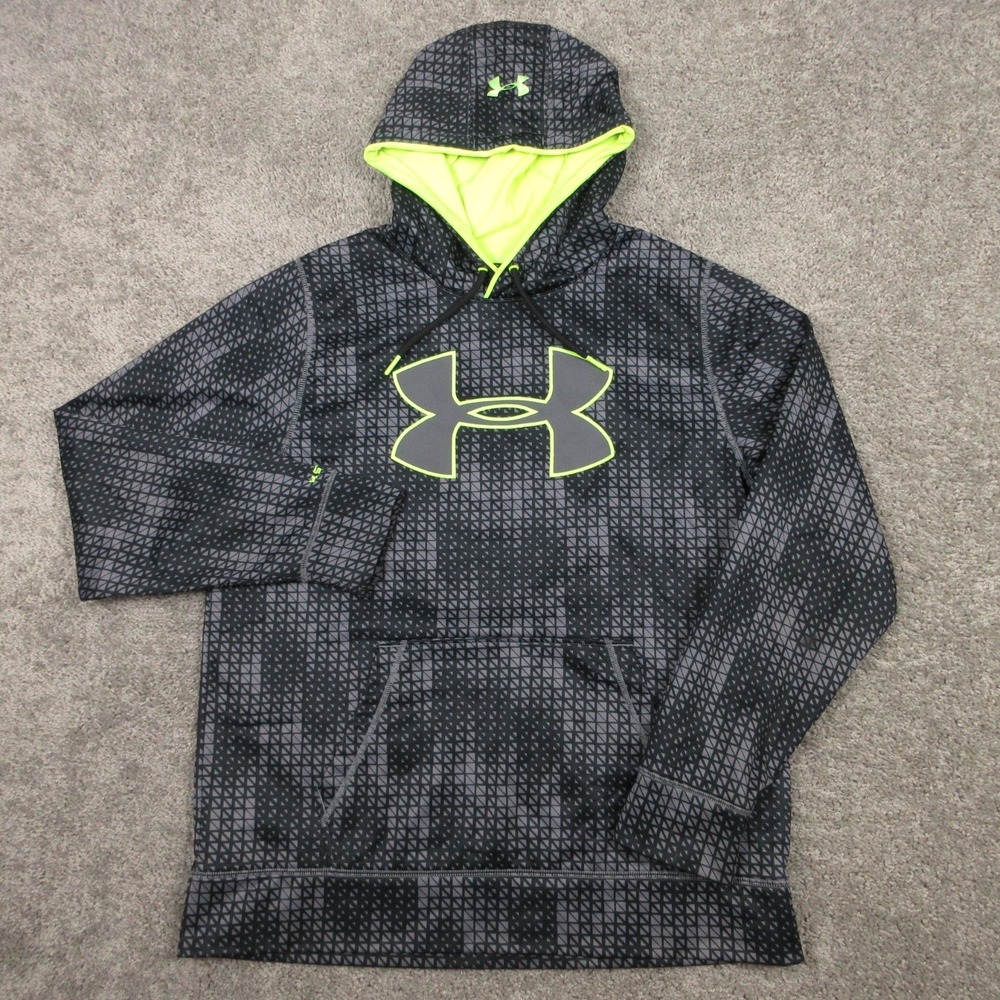 Under Armour Sweater Mens Large Black Yellow Storm Pullover Hoodie Sweatshirt